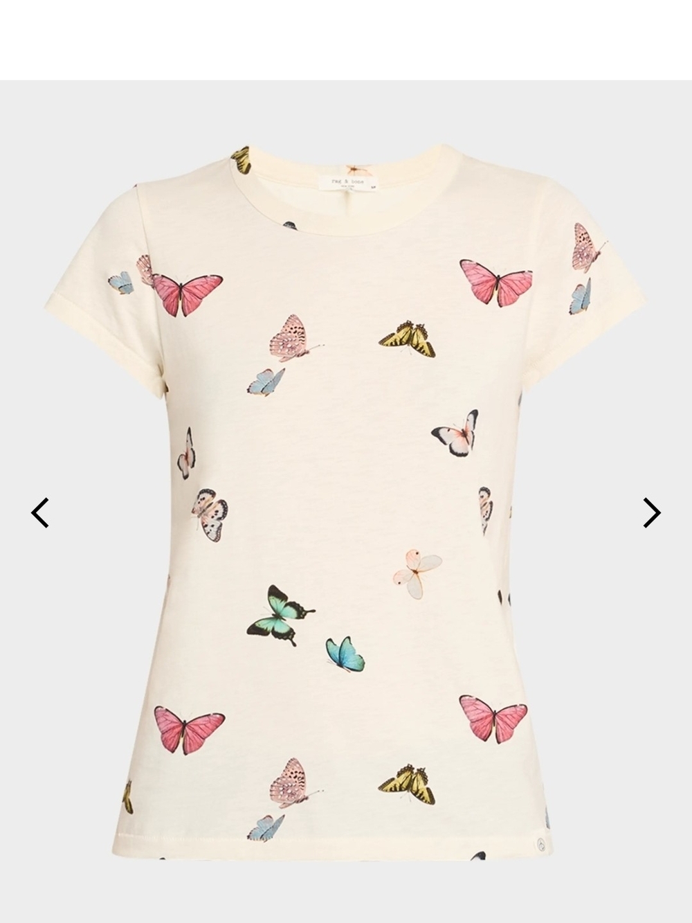 rag & bone Cream Butterfly Print Short Sleeve Tee - Picture 2 of 7